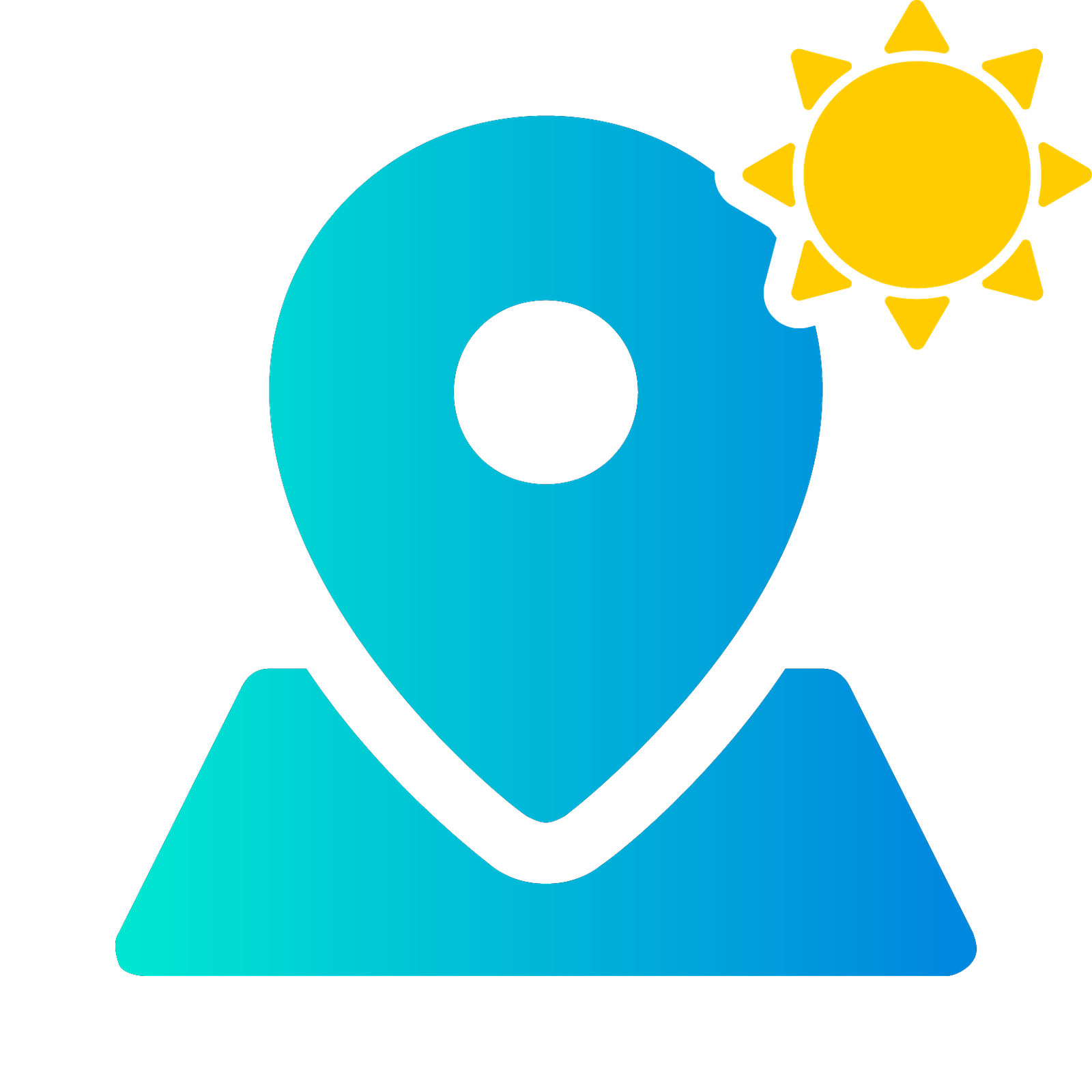 Sun and location pin icon highlighting Southern Alberta's top-tier solar irradiance and potential for agricultural solar energy generation.