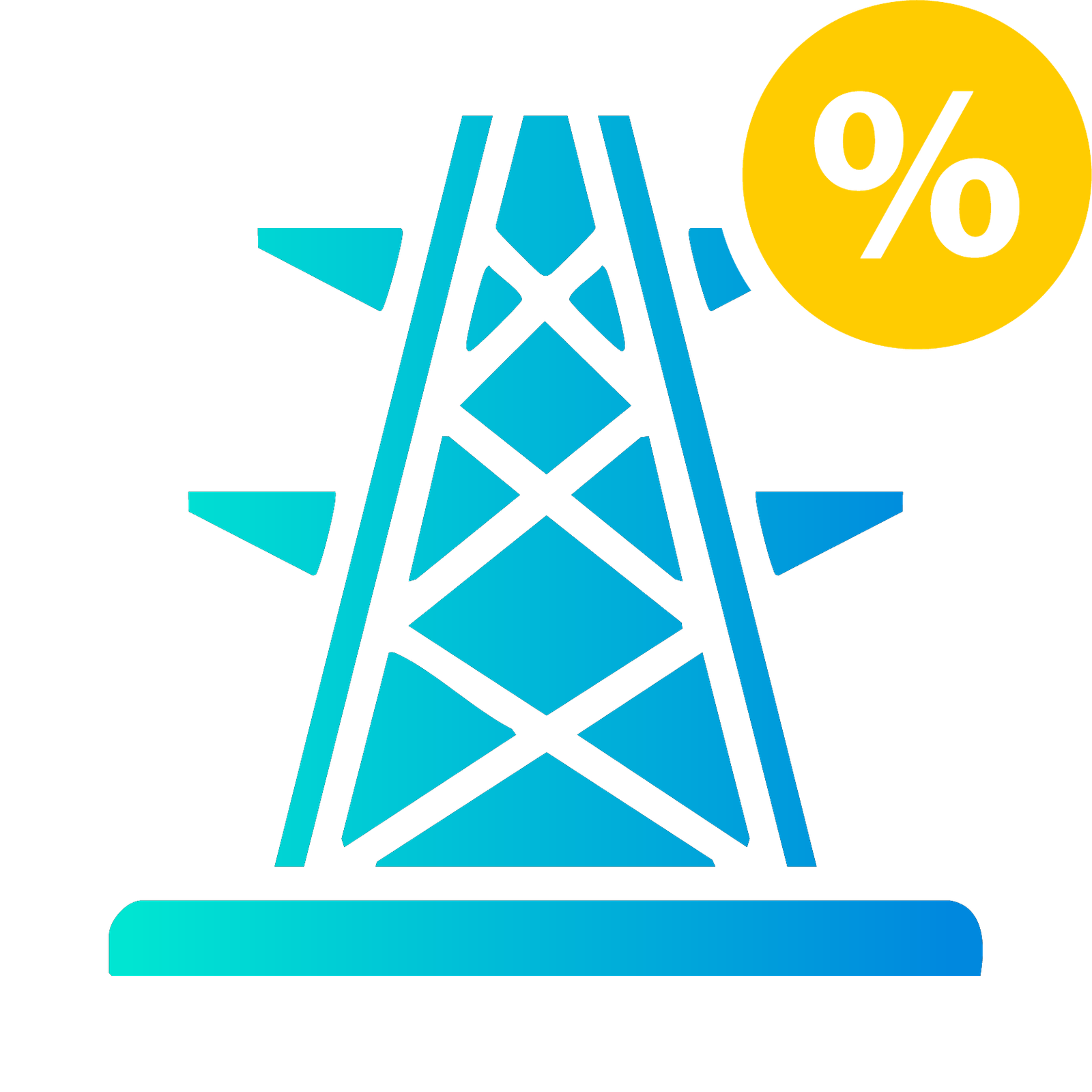 Transmission tower icon representing the high electricity delivery charges faced by farms and rural properties in Alberta.